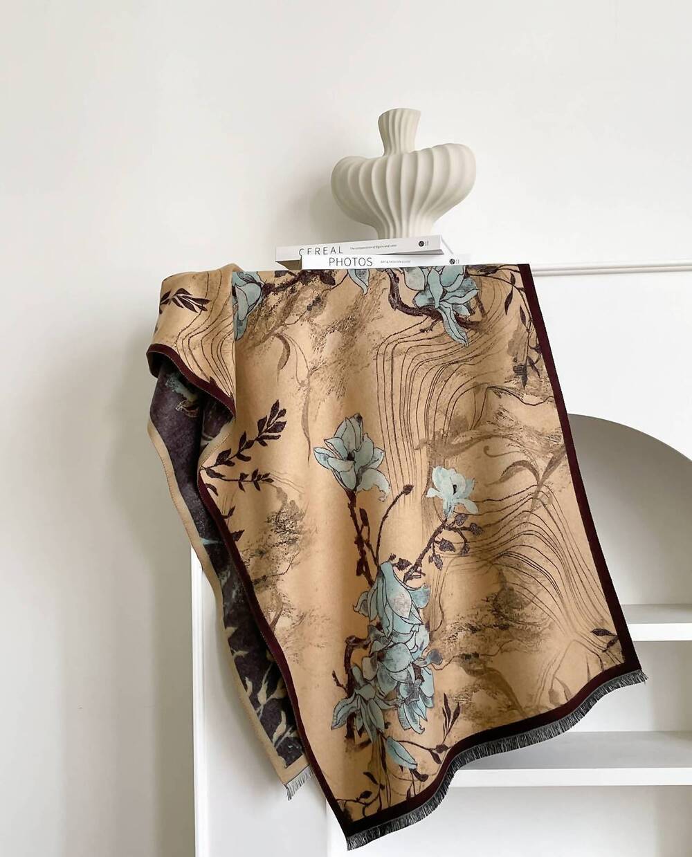 NEW WINDING RIVER women's prairie rose reversible wrap in brown / turquoise